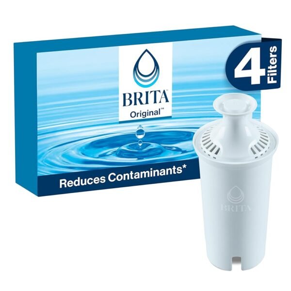 Brita Standard Water Filter for Pitchers and Dispensers, BPA-Free, Reduces Copper, Cadmium and Mercury Impurities, Lasts Two Months or 40 Gallons, Includes 4 Filters for Pitchers
