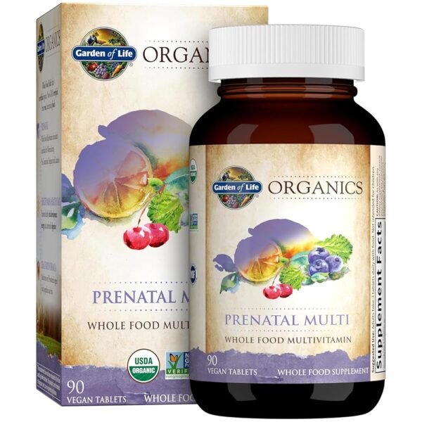 Garden of Life Prenatal Vitamins Organics Prenatal Multi - 90 Tablets, Vegan Whole Food Multivitamin, Folate not Folic Acid & Stomach Soothing Blend, Organic Prenatals...