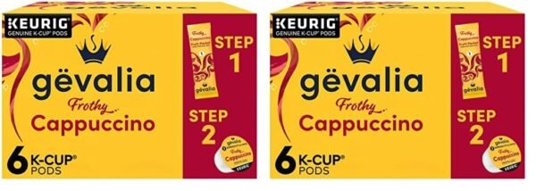 Gevalia Frothy 2-Step Cappuccino Espresso K‐Cup® Coffee Pods & Froth Packets Kit (6 ct Box) (Pack of 2)