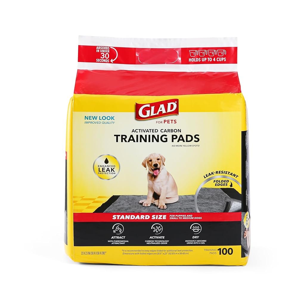 Glad for Pets Black Charcoal Puppy Pads 23" x 23" AllinOne Puppy Potty Training Pads That ABSORB & NEUTRALIZE Urine Instantly New & Improved Quality Puppy Pee Pads, (Pack of 1,...