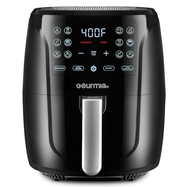 Gourmia Air Fryer Oven Digital Display 6 Quart Large AirFryer Cooker 12 1-Touch Cooking Presets, XL Air Fryer Basket 1500w Power Multifunction Black and Stainless Steel Accents...