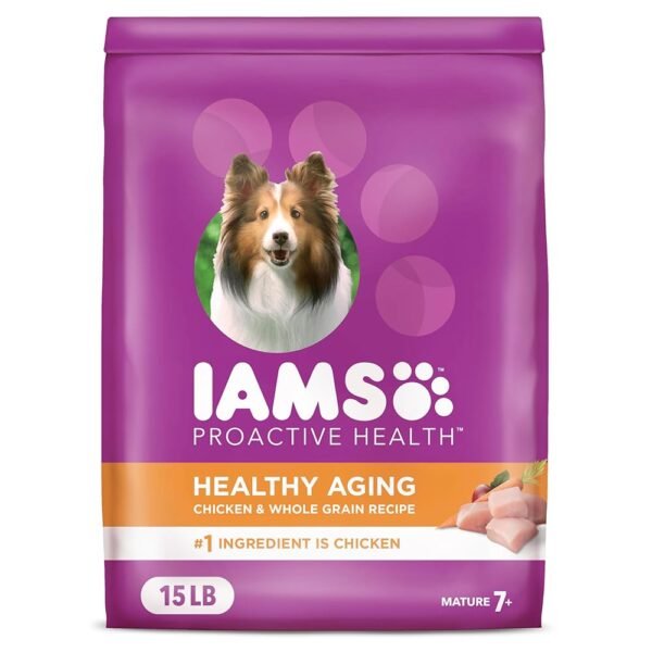 IAMS Proactive Health Healthy Aging Adult Dry Dog Food for Mature and Senior Dogs with Real Chicken, 15 lb. Bag