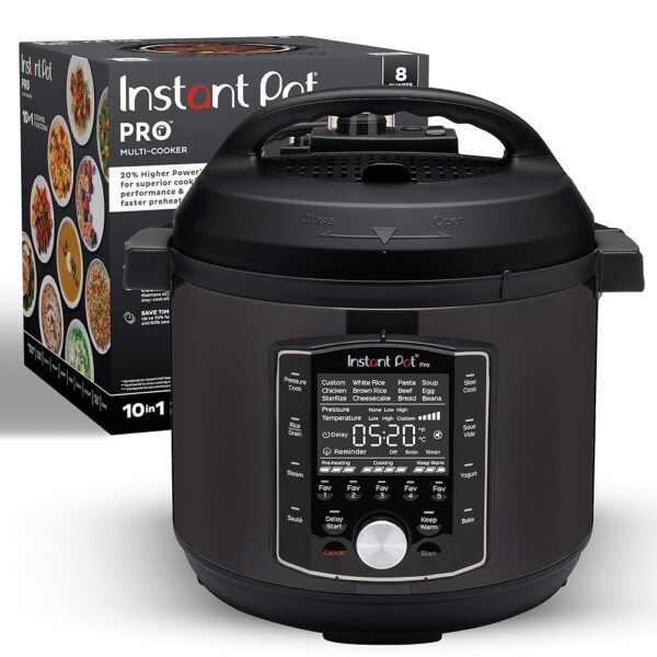 Instant Pot Pro (8 QT) 10-in-1 Pressure Cooker, Slow Cooker, Rice/Grain Cooker, Steamer, Sauté, Sous Vide, Yogurt Maker, Sterilizer, and Warmer, Includes App With Over 800...