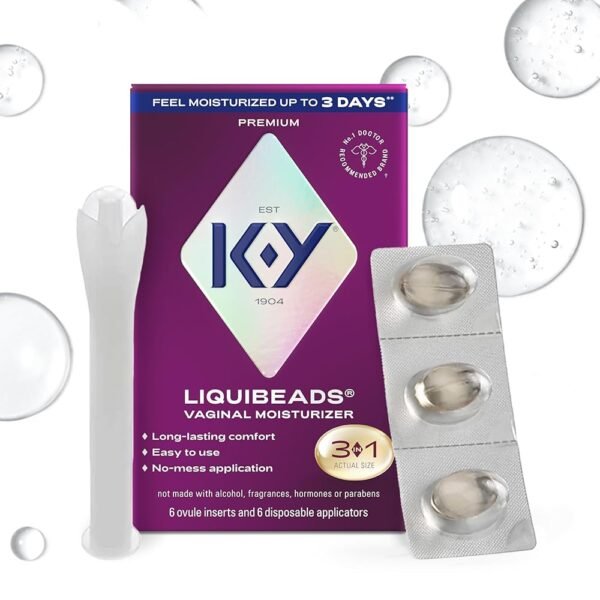 K-Y Personal Lubricant, Liquibeads Vaginal Moisturizer, 6 Bead Inserts and 6 Applicators to Supplement a Woman's Natural Moisture for Comfort and Sex (Packaging May Vary)