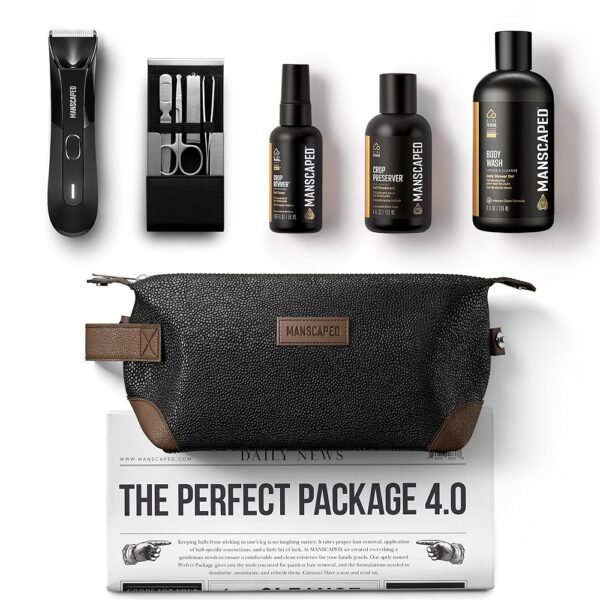 MANSCAPED® Perfect Package 4.0 Kit Contains: The Lawn Mower® 4.0 Electric Trimmer, Ball Deodorant, Body Wash, Performance Spray-on-Body Toner, Four Piece Luxury Nail Kit,...