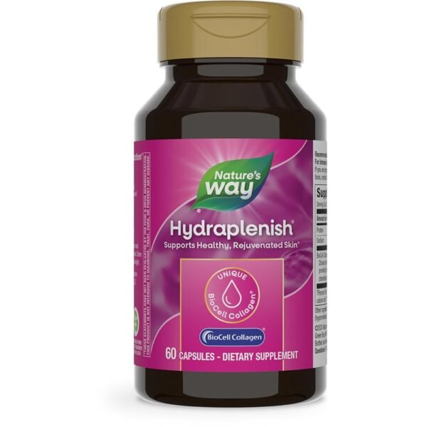 Nature's Way Hydraplenish, with Unique BioCell Collagen, Hyaluronic Acid, Promotes Collagen Production and Elasticity for Healthy Skin*, 60 Capsules (Packaging May Vary)
