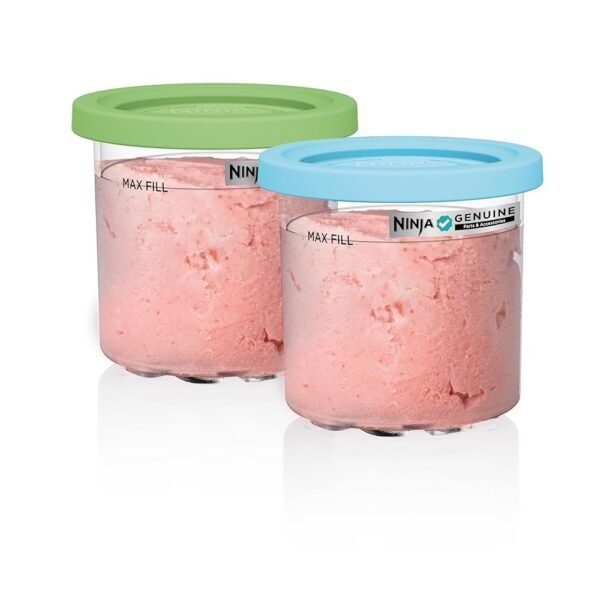 Ninja CREAMi Pints 2 Pack, Compatible with NC299AMZ & NC300s Series CREAMi Ice Cream Makers, Genuine Ninja Pint, BPA-Free & Dishwasher Safe, Color Lids, 1 Pint Each,...