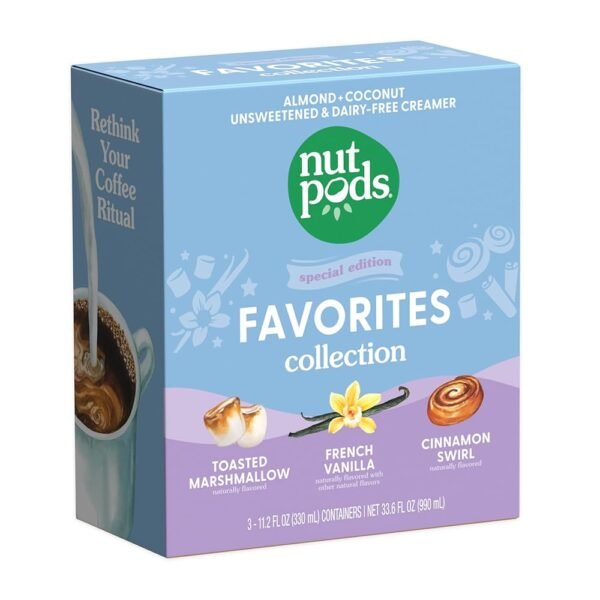 nutpods Favorites Collection - Unsweetened Non Dairy Creamer - Toasted Marshmallow, French Vanilla and Cinnamon Swirl - Keto Creamer, Whole30, Gluten Free, Non-GMO, Vegan, Sugar...