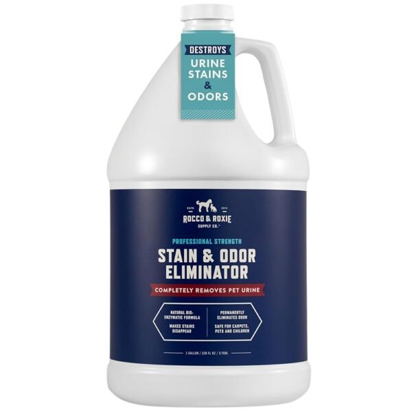 Rocco & Roxie Supply Co. Stain & Odor Eliminator for Strong Odor - Enzyme Pet Odor Eliminator for Home - Carpet Stain Remover for Cats & Dog Pee - Enzymatic Cat Urine Destroyer...