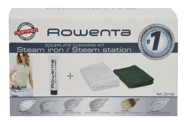 Rowenta Garment Care Accessories, Cleaning Kit for Steam Iron, Non toxic, Improve the Soleplate Glide, Starch or Melted, Synthetic Fiber Remover