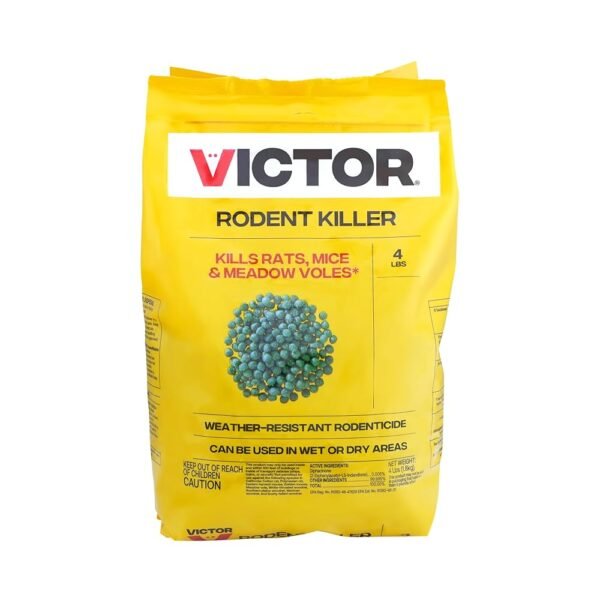 Victor Rat Poisoning for Inside & Outdoor Use - Kills Rats, Mice, Meadow Voles | Mouse Poisoning for Indoor & Outside Areas, Ready-to-Use, Yellow, M925, 4 lbs