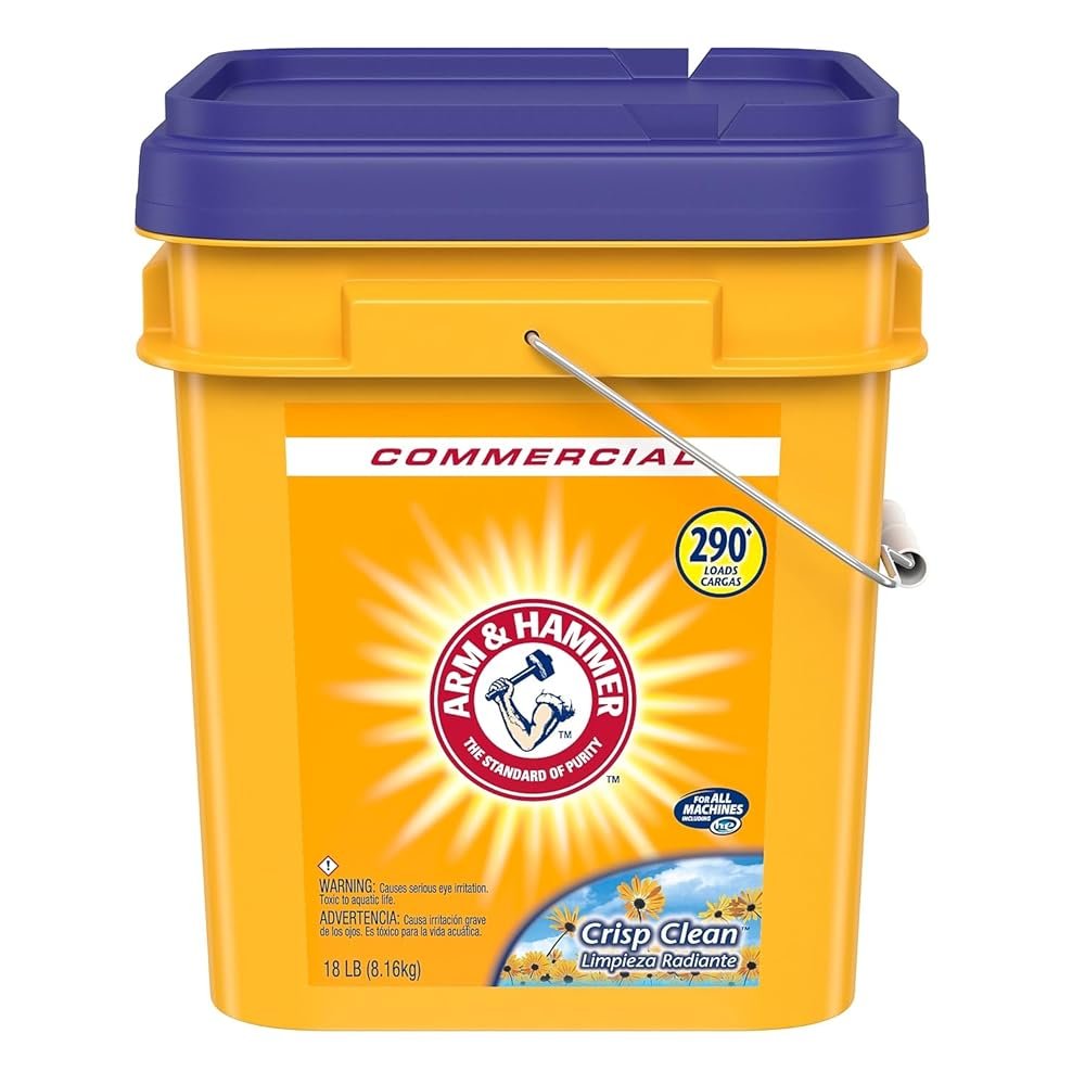 Arm & Hammer 33200-01001 Powder Laundry Detergent, Crisp Clean, 18lb Pail