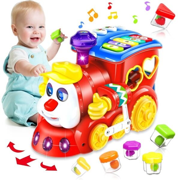 Baby Toys for 1 Year Old Boy Girl Gift Musical Train Baby Toys 6-12 12-18 Months,Early Educational Learning Montessori Kids Toys with Blocks/Light Toddler Christmas Birthday...