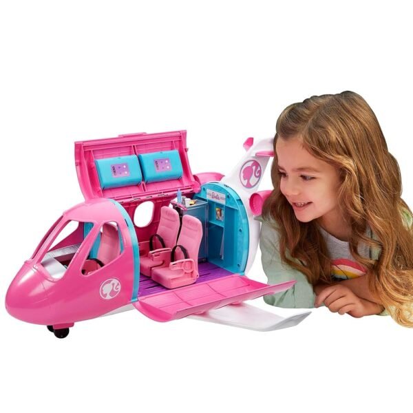 Barbie Dreamplane Transforming Playset with Reclining Seats and Working Overhead Compartments, Plus 15+ Pieces Including a Puppy and a Snack Cart, for Kids 3 Years Old and Up...
