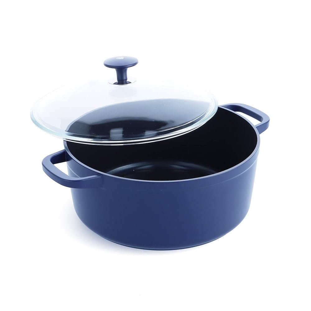 Blue Diamond Cookware Diamond Infused Ceramic Nonstick, 4.5QT Dutch Oven with Glass Lid, Lightweight Design, PFAS-Free, Dishwasher Safe, Blue