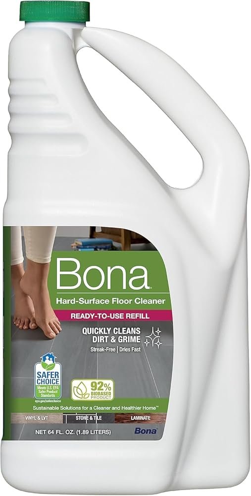 Bona Multi-Surface Floor Cleaner Refill - 64 fl oz - Unscented - Refill for Bona Spray Mops and Spray Bottles - Residue-Free Floor Cleaning Solution for Stone, Tile, Laminate,...