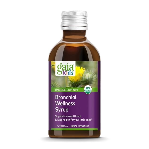 Bronchial Wellness Syrup - Immune Support Supplement - Overall Throat & Lung Health Support - Certified Organic Formula with English Plantain, Grindelia & Honey - 3 Fl Oz (18...