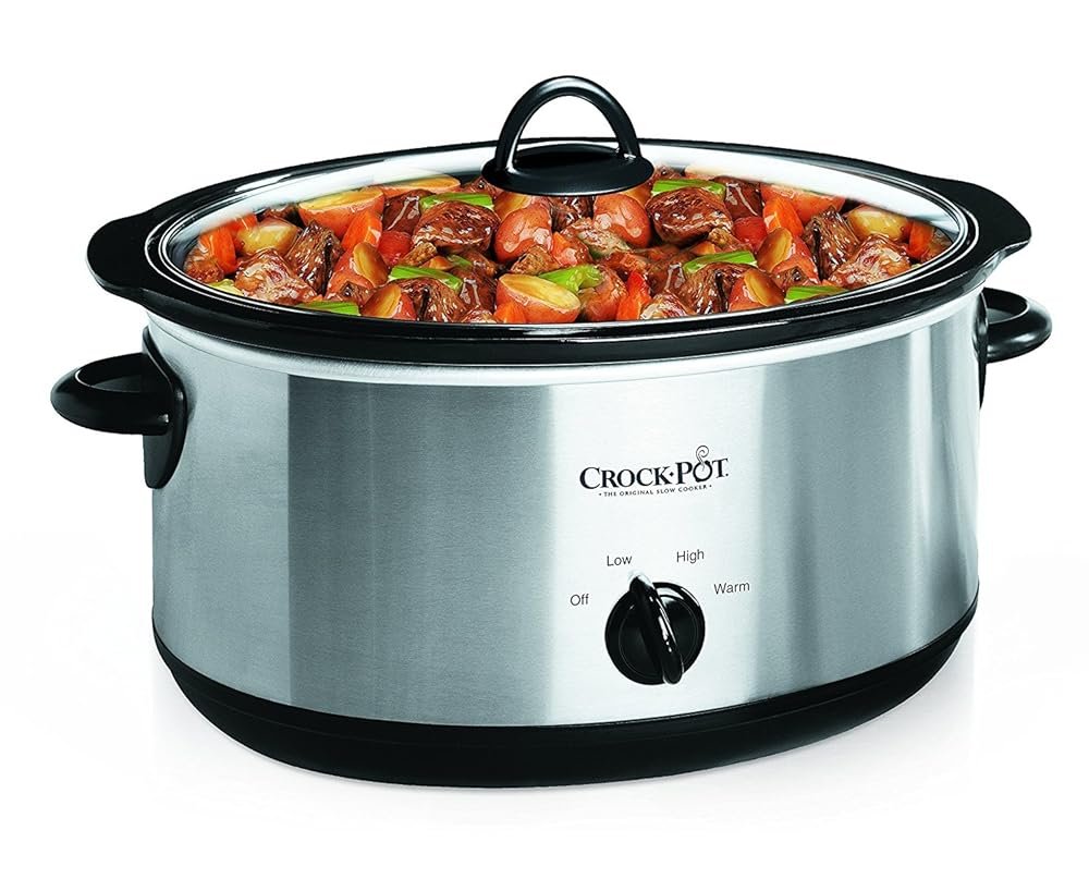 Crock-Pot 7 Quart Oval Manual Slow Cooker, Stainless Steel (SCV700-S-BR), Versatile Cookware for Large Families or Entertaining
