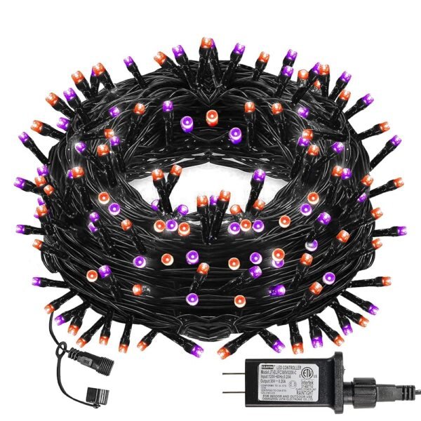 DAZZLE BRIGHT Halloween 300 LED String Lights, 100FT String Lights with 8 Lighting Modes, Halloween Decorations for Party Carnival Supplies, Outdoor Yard Garden Decor (Purple &...