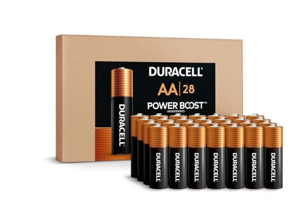 Duracell Coppertop AA Batteries with Power Boost ingredients, 28 Count (Pack of 1). Re-closable pack for quick, easy access and organized storage. Double A Battery with...