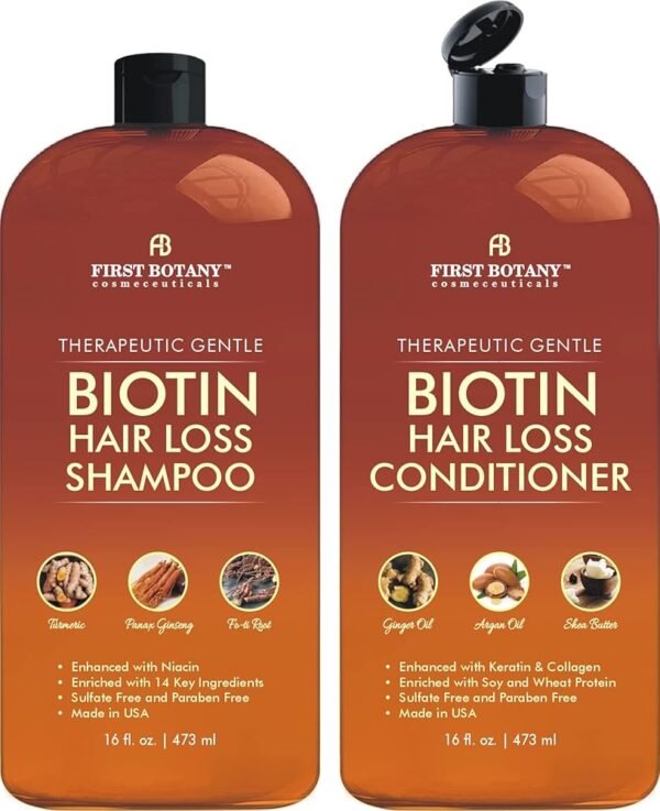 First Botany, Hair Growth Shampoo Conditioner Set - An Anti Hair Loss Biotin Shampoo & Conditioner with DHT blockers to fight Hair Loss For Men & Women, All Hair types, Sulfate...