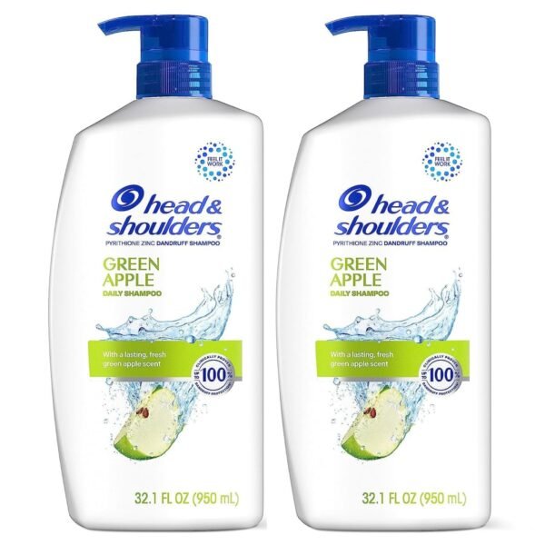 Head & Shoulders Dandruff Shampoo, Clinically Proven Anti Dandruff & Scalp Care Treatment, Fresh Green Apple Scent, Paraben-Free, 32.1 Fl Oz Each, 2 Pack