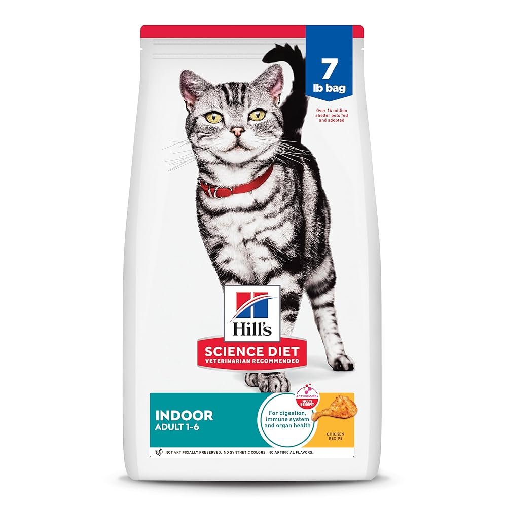 Hill's Science Diet Indoor, Adult 1-6, Easy Litter Box Cleanup, Dry Cat Food, Chicken Recipe, 7 lb Bag