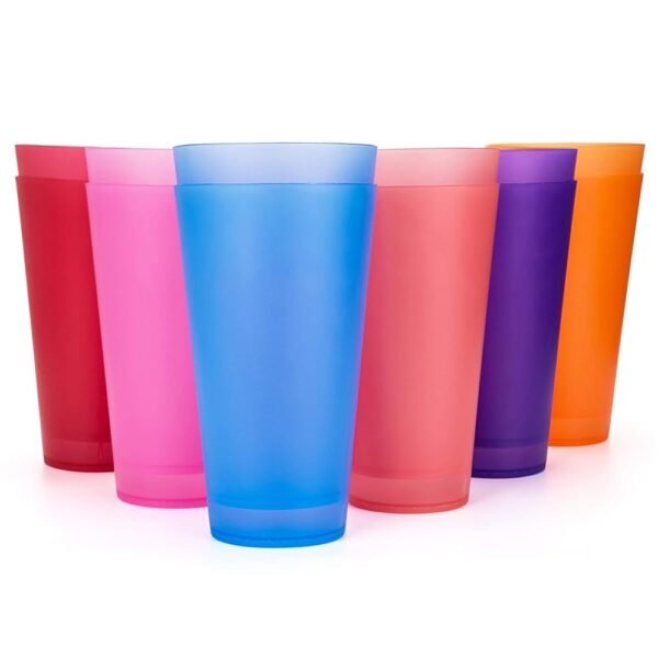 KX-WARE 32-ounce Plastic Tumblers/Large Drinking Glasses/Party Cups/Iced Tea Glasses Set of 12,6 Assorted Colors| Unbreakable, Dishwasher Safe, BPA Free