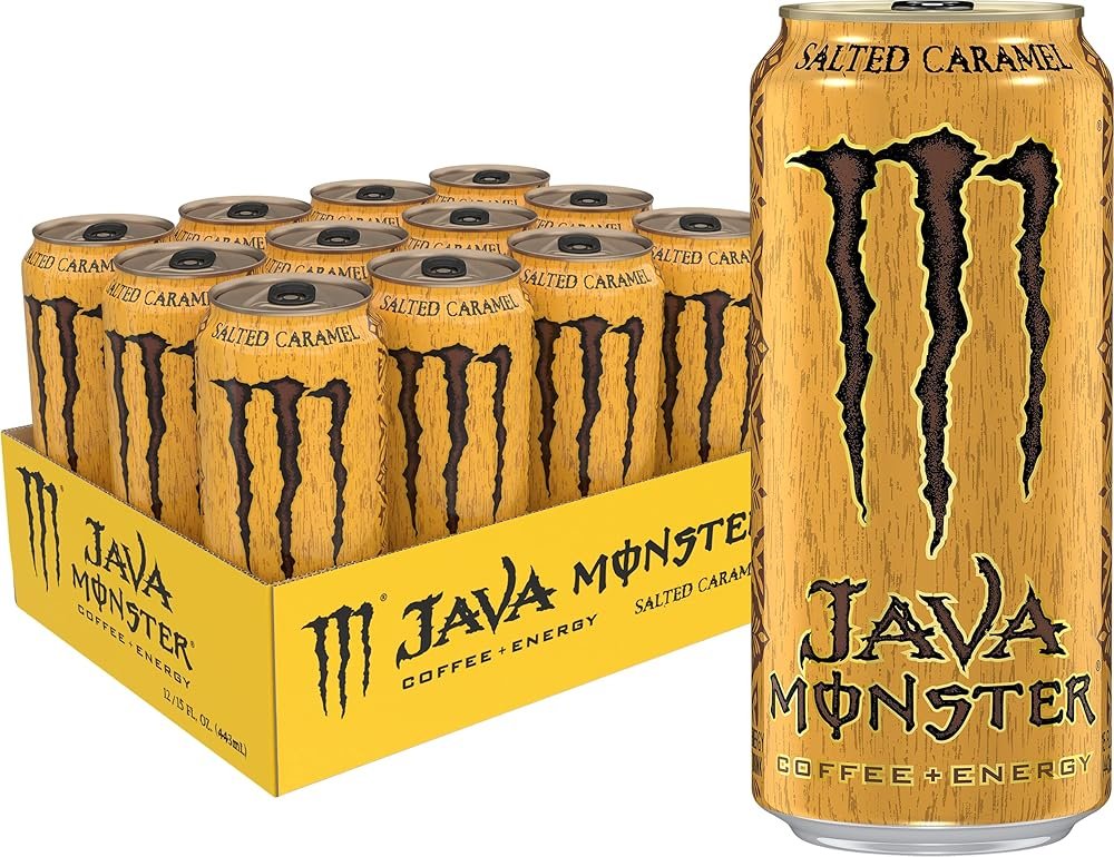 Monster Energy Java Monster Salted Caramel, Coffee + Energy Drink, 15 Fl Oz (Pack of 12)