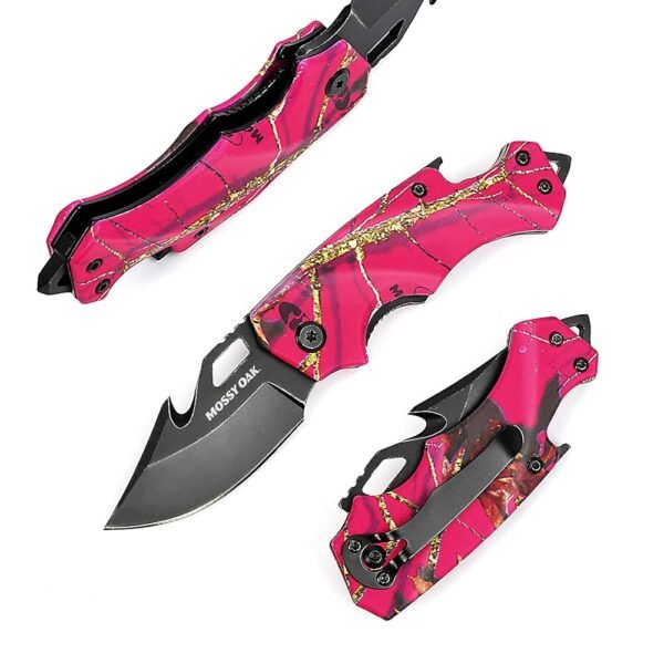 MOSSY OAK Mini Folding Pocket Knife, Stainless Steel Drop Point Blade - EDC Multi-tool with Bottle Opener and Glass Breaker