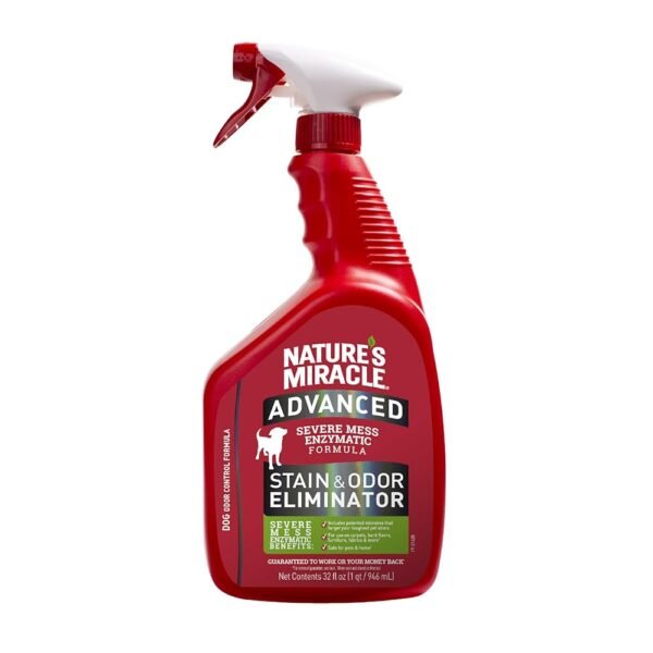Nature’s Miracle Advanced Stain and Odor Eliminator Dog, 32 Ounces, Fresh Scent, Severe Mess Enzymatic Formula For Tough Pet Messes