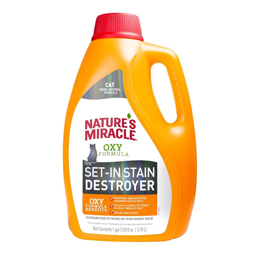 Nature’s Miracle Set-In Stain Destroyer, 1 Gallon, For Cat Messes, Oxy Formula With Orange Scent