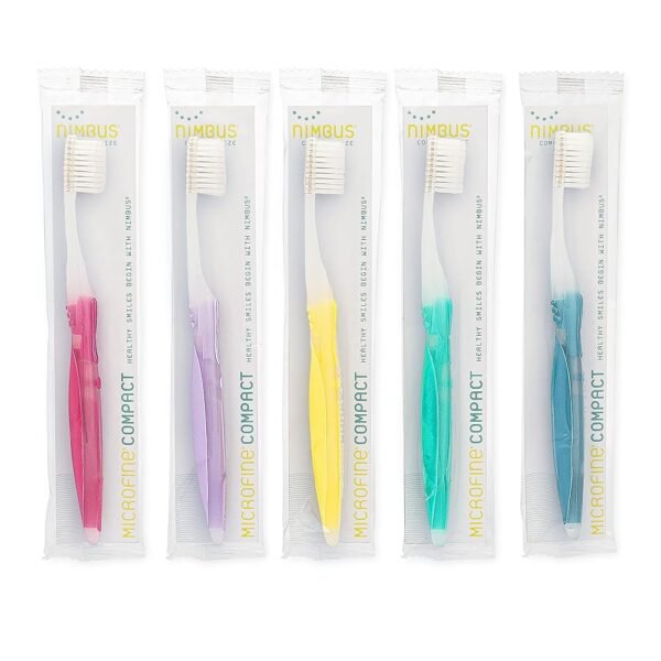 Nimbus Extra Soft Toothbrushes (Compact Size Head) Periodontist Design Tapered Bristles for Sensitive Teeth and Receding Gums, Individually Wrapped Plaque Remover Toothbrush (5...
