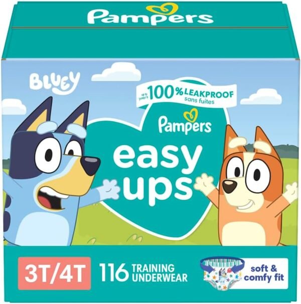 Pampers Training Pants - Easy Ups Boys & Girls Bluey - Size 3T-4T, 116 Count, Children's Potty Underwear (Packaging May Vary)
