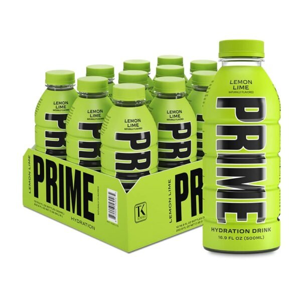 PRIME Hydration LEMON LIME | Sports Drinks | Electrolyte Enhanced for Ultimate Hydration | 250mg BCAAs | B Vitamins | Antioxidants | 2g Of Sugar | 16.9 Fluid Ounce | 12 Pack