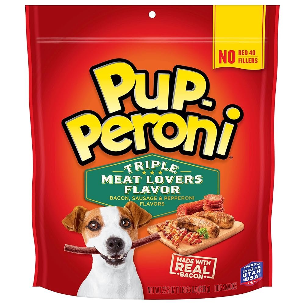 Pup-Peroni Dog Treats, Triple Meat Lovers Flavor, 22.5 Ounce, Bacon, Sausage and Pepperoni