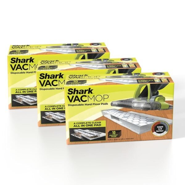 Shark VACMOP Disposable Hard Floor Pad Refills, Compatible with VM252 & VM180, No-touch Disposal, For use on ALL Sealed Floors - Stone, Hardwood, Laminate & Tile, (Pack of 3, 30...