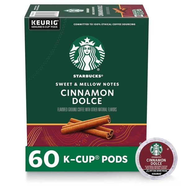 Starbucks K-Cup Coffee Pods, Cinnamon Dolce Flavored Coffee for Keurig Brewers, Naturally Flavored, 100% Arabica, 6 boxes (60 pods total)