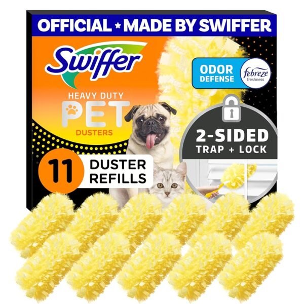Swiffer Pet Heavy Duty Dusters Refills, Multisurface 360 Dusters with Febreze Odor Defense, 11 Count