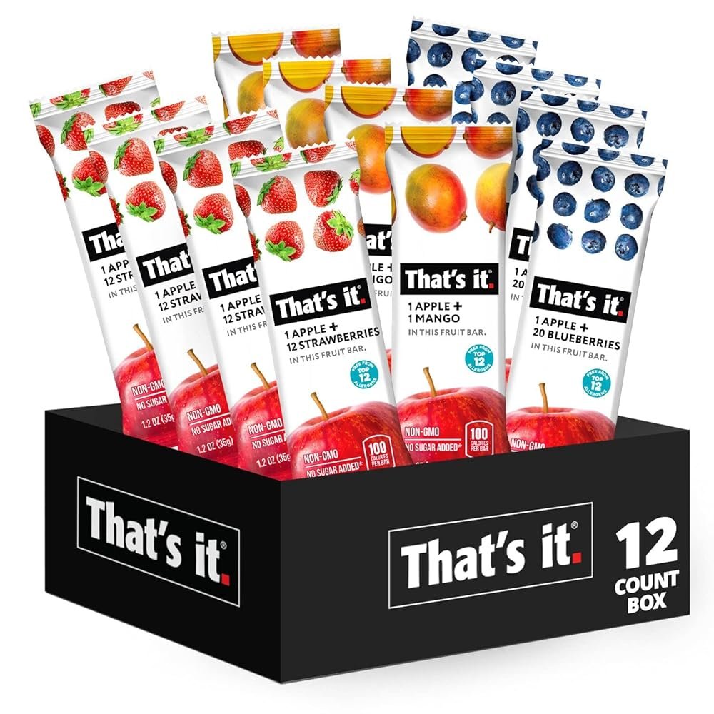 That's it. Variety Pack 100% Natural Real Fruit Bar, Best High Fiber Vegan, Gluten Free Healthy Snack, Paleo for Children & Adults, Non GMO No Added Sugar, No Preservatives...
