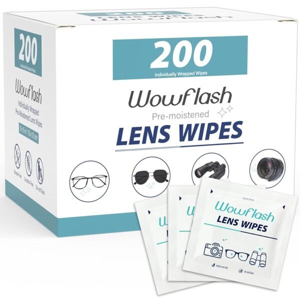 200 Count Lens Wipes for Eyeglasses, Eyeglass Lens Cleaning Wipes Pre-moistened Individually Wrapped Sracth-Free Streak-Free Eye Glasses Cleaner Wipes for Sunglass, Camera Lens,...
