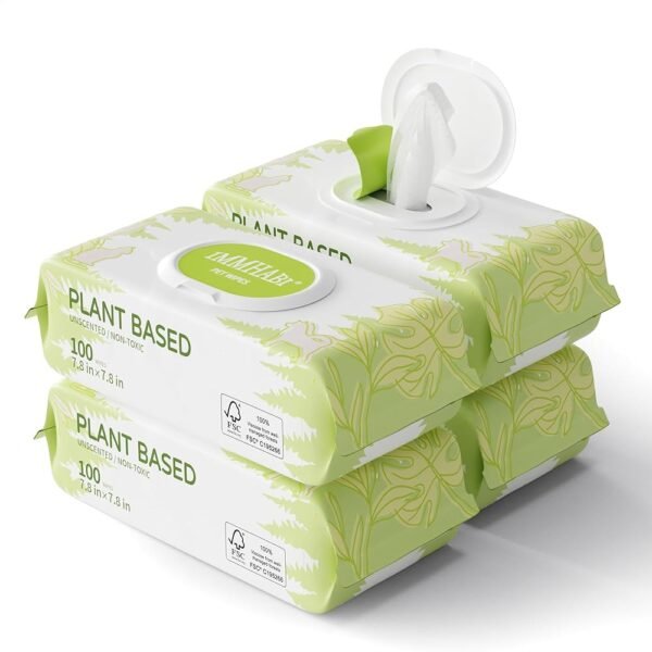400 Unscented Dog Wipes for Paws and Butt Plant Based Hypoallergenic Pets Cleansing & Deodorizing Anal Gland Hygienic Puppy Wipes for Dogs Face and Body Cat Wipes Cleaning Fur...