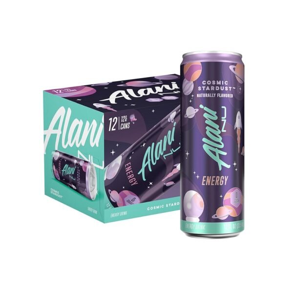 Alani Nu COSMIC STARDUST Sugar Free, Low Calorie Energy Drinks | 200mg Caffeine | Biotin B Vitamins | Zero Sugar | 10 Calories | 12 Fl Oz Cans | 12 Pack