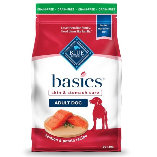 Blue Buffalo Basics Grain-Free Dry Dog Food for Adult Dogs, Limited Ingredient Diet, Salmon Recipe, 22-lb. Bag