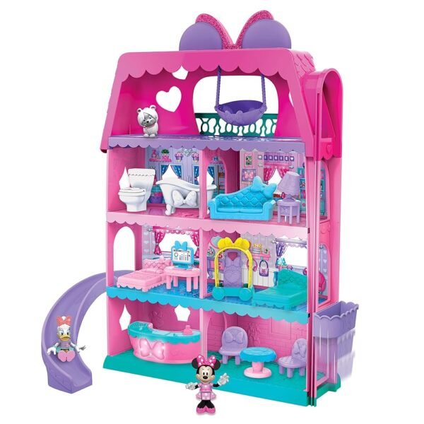 Disney Junior Minnie Mouse Bow-Tel Hotel, 20-piece 2-Sided Playset, Figures, Lights, Sounds