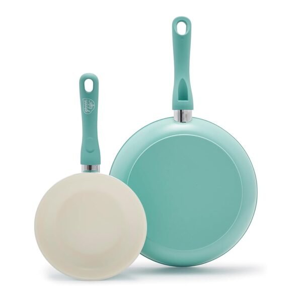 GreenLife Soft Grip 7" and 10" Frying Pan Set, Healthy Ceramic Nonstick, Non Toxic PFAS & PFOA-Free, Dishwasher Safe, Egg Omelet Skillet, Cookware for Easy Cooking, Kitchen...
