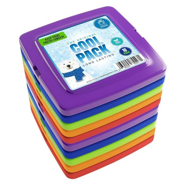 Ice Packs for Lunch Bags - Freezer Packs - Original Cool Pack | Slim & Long-Lasting Reusable Ice Pack for Lunch Box and Cooler Bag (Set of 10)
