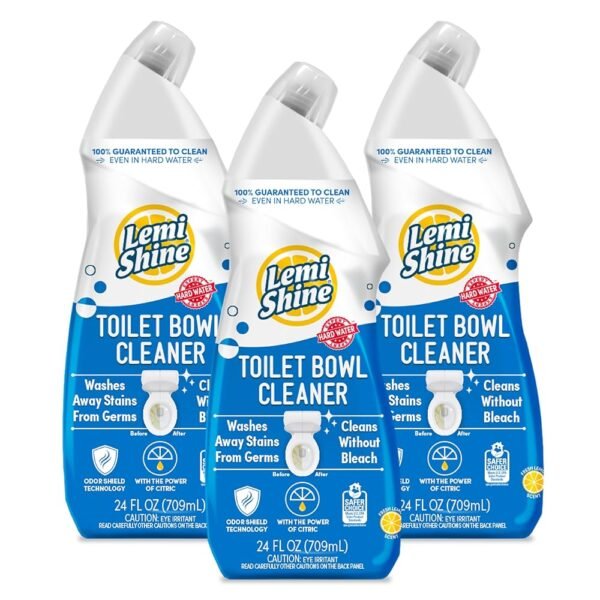 Lemi Shine Toilet Bowl Cleaner, Bleach-Free, Removes Tough Stains and Odor, Award-Winning (24 oz., 3 pack)