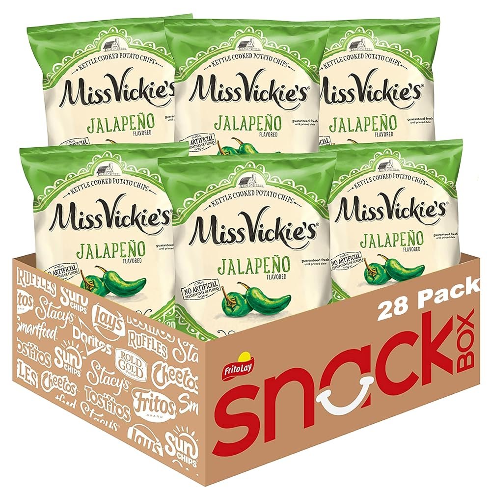 Miss Vickie's Kettle Cooked Potato Chips, Jalapeno, 1.375 Ounce (Pack of 28)