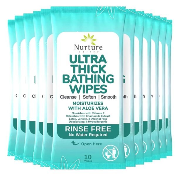 Nurture XL Ultra Thick Body Wipes for Adults w/Aloe | 120 Extra Large Disposable Cloth Wet Cleansing No Rinse Bathing Washcloths, Waterless Shower | Bath Wipe for Women, Men &...